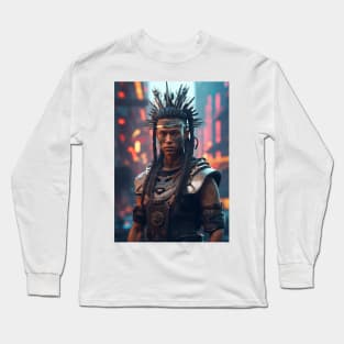 Olmec Warrior Futurism Long Sleeve T-Shirt